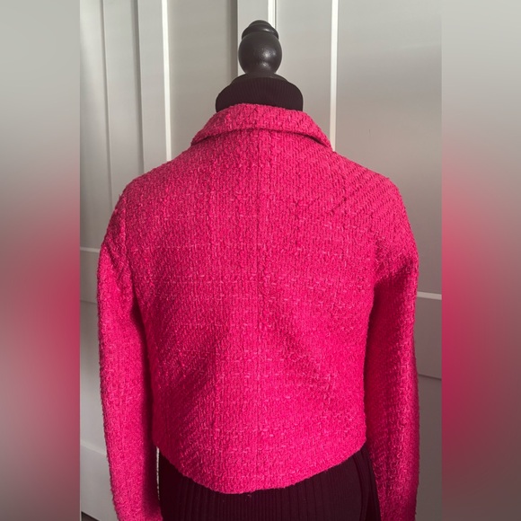 RACHEL ZOE FUCHSIA TWEED CROPPED BLAZER WITH GOLD TONE BUTTONS SZ XS - Picture 3 of 13
